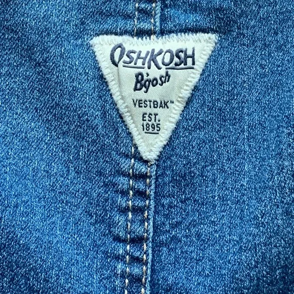 Oshkosh B’gosh Girls Size 9 Months Denim Overalls Embroidered Flowers - Picture 6 of 9